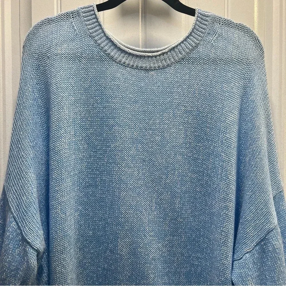 J. Crew Marled Blue Long Sleeved Drop Shoulder Linen Blend‎ Sweater. Size 2X.